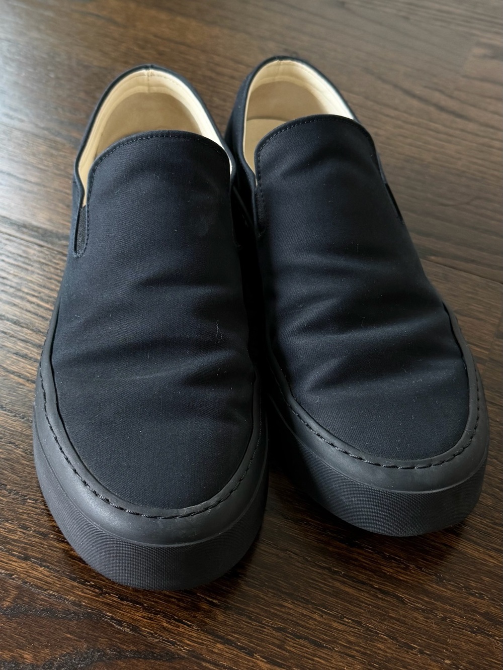 The Row Black Slip-On Loafers fits small